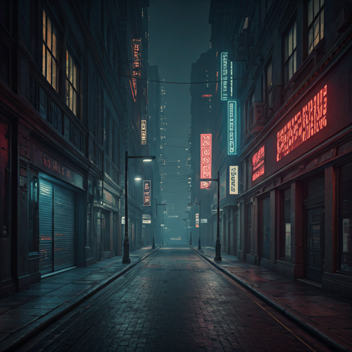 Immersive cinematic shot of a futuristic cyberpunk city at night with glowing neon advertisements and heavy atmospheric fog